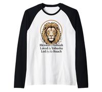 Blessed By Yahuah Loved By Yahusha Led Ruach Lion of Judah Raglan Baseball Tee