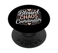 Blessed Chaos Coordinator Mom Life Hearts PopSockets Adhesive PopGrip