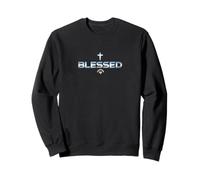 Blessed Christian Cross Rainbow Heart Faith Religious Sweatshirt