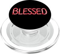 BLESSED - Christian Faith Candy Cane Red & White Christmas PopSockets PopGrip for MagSafe