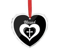 Blessed Christmas Hanging Ornaments Crystal Glass Heart Pendant Gifts for Xmas Trees Home Offices