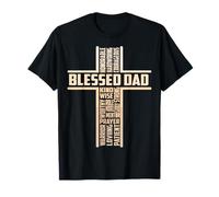 Blessed Dad Fathers Day Cross Christian Papa Pop Husband T-Shirt