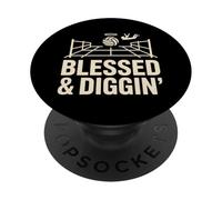 Blessed & Diggin' Volleyball Christian Motto PopSockets Adhesive PopGrip