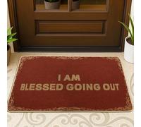 Blessed Door Mat, Rustic Traditional Going Out N/a Red Non-Slip Dirt Trapper Under Doormat Rug for House Office Outside Inside Entrance Decor 29x17 Inch