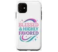 Blessed & Favored Christian Pastel Rainbow Retro Y2K White Case for iPhone 11
