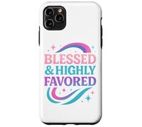 Blessed & Favored Christian Pastel Rainbow Retro Y2K White Case for iPhone 11 Pro Max
