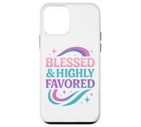 Blessed & Favored Christian Pastel Rainbow Retro Y2K White Case for iPhone 12 mini