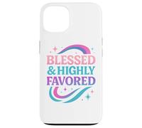 Blessed & Favored Christian Pastel Rainbow Retro Y2K White Case for iPhone 13