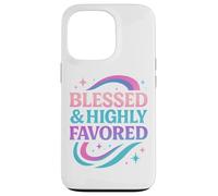 Blessed & Favored Christian Pastel Rainbow Retro Y2K White Case for iPhone 13 Pro