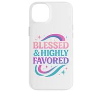 Blessed & Favored Christian Pastel Rainbow Retro Y2K White Case for iPhone 14 Plus