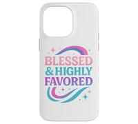 Blessed & Favored Christian Pastel Rainbow Retro Y2K White Case for iPhone 14 Pro Max