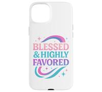 Blessed & Favored Christian Pastel Rainbow Retro Y2K White Case for iPhone 15 Plus