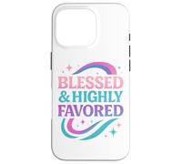 Blessed & Favored Christian Pastel Rainbow Retro Y2K White Case for iPhone 16 Pro