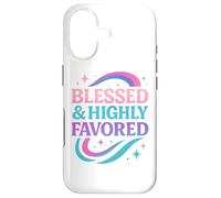 Blessed & Favored Christian Pastel Rainbow Retro Y2K White Case for iPhone 17