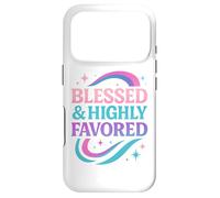 Blessed & Favored Christian Pastel Rainbow Retro Y2K White Case for iPhone 17 Pro