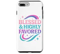 Blessed & Favored Christian Pastel Rainbow Retro Y2K White Case for iPhone 7 Plus/8 Plus
