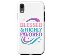 Blessed & Favored Christian Pastel Rainbow Retro Y2K White Case for iPhone XR