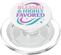 Blessed & Favored Christian Pastel Rainbow Retro Y2K White PopSockets PopGrip for MagSafe