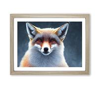 Blessed Fox Framed Print | A3 Oak Framed Wall Art | Ready to Hang | Modern Animal Picture | Living Room Bedroom Lounge Office