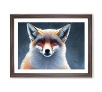 Blessed Fox Framed Print | A3 Walnut Framed Wall Art | Ready to Hang | Modern Animal Picture | Living Room Bedroom Lounge Office