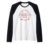 Blessed Fragile X Mama Floral Wreath Mom Mother Raglan Baseball Tee