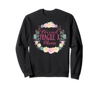BLESSED FRAGILE X MAMA Floral Wreath Mom Mother Sweatshirt