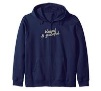 Blessed & Grateful Minimalist Faith Script Zip Hoodie