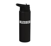 Blessed Grateful Thankful Spiritual Christian Statement Stainless Steel Insulated Water Bottle