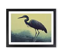 Blessed Heron Bird Framed Print | A3 Black Framed Wall Art | Ready to Hang | Modern Animal Picture | Living Room Bedroom Lounge Office