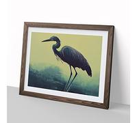 Blessed Heron Bird H1022 Framed Print for Living Room Bedroom Home Office Décor, Wall Art Picture Ready to Hang, Walnut A3 Frame (46 x 34 cm)