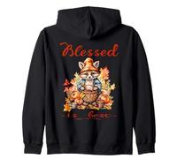 Blessed Is Best Christian Fall & Autumn Cute Vintage Racoon Zip Hoodie