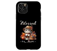 Blessed Is Best Fall & Autumn Cute White Vintage Kitty & Hat Case for iPhone 11 Pro