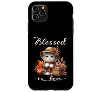 Blessed Is Best Fall & Autumn Cute White Vintage Kitty & Hat Case for iPhone 11 Pro Max