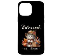 Blessed Is Best Fall & Autumn Cute White Vintage Kitty & Hat Case for iPhone 13 Pro Max