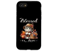Blessed Is Best Fall & Autumn Cute White Vintage Kitty & Hat Case for iPhone SE (2020) / 7/8