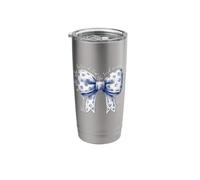 Blessed is She Who Believed Luke 1:45 Coquette Bow Christian Stainless Steel Insulated Tumbler