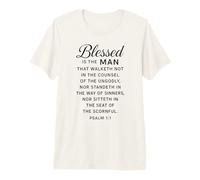Blessed is The Man Psalm 1:1 Bible Verse Scripture Prayer Premium T-Shirt