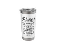 Blessed is The Man Psalm 1:1 Bible Verse Scripture Prayer Stainless Steel Insulated Tumbler