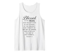 Blessed is The Man Psalm 1:1 Bible Verse Scripture Prayer Tank Top