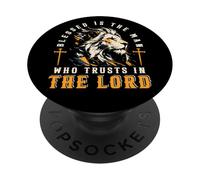 Blessed Is The Man Who Trusts In The Lord Lion Christian Men PopSockets Adhesive PopGrip