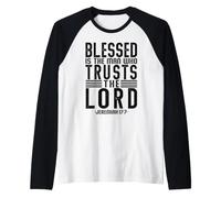 Blessed is The Man Who Trusts The Lord Bible Verse Christian Raglan Baseball Tee