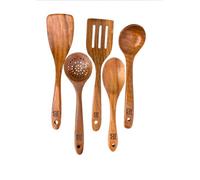 Blessed Island UK Acacia Wood Kitchen Utensils Set | 5 Pcs Wooden Cooking Spoon Set | Eco-Friendly Wooden Cooking Utensils, Cooking Gift Set,