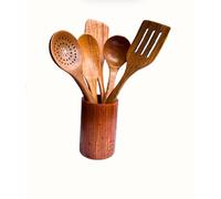 Blessed Island UK Wooden Utensils Set with Holder | Kitchen Tool Holder | Spoon and Fork organizer | Utensil Spoon Holder Caddy |Utensil Holder & Organiser for Cooking Tools