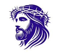 Blessed Jesus Silhouette Fine Carving Stickers 67.2x71.4cm Removable Without Leaving Glue DarkBlue