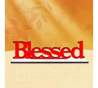 Blessed Letter Table Sign Blessed Standing Letter Table Sign Rustic Wooden Home Standing Decor for Wedding Graduation Party Baby Shower First Communion Christening Decorations(Red)