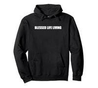 Blessed Life Living Pullover Hoodie, Adult Unisex, Black, M