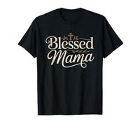 Blessed Mama First Communion Catholic Mom Floral Cross T-Shirt