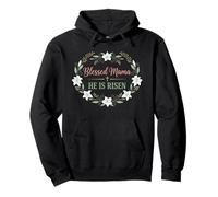 Blessed Mama He Is Risen Christian Easter Design Pullover Hoodie
