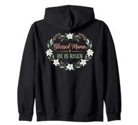 Blessed Mama He Is Risen Christian Easter Design Zip Hoodie