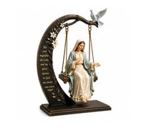 Blessed Mary Cradle Swing Ornament Virgin Mary Statue (Virgin Mary) | Tabletop Decor, Figurine with Dove and Scripture Verse, Christian Faith Home Decoration for Prayer Room Church